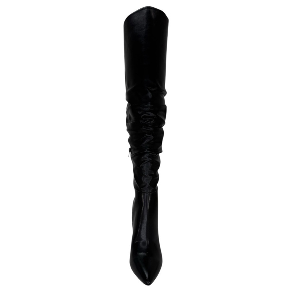 INC Iyonna Black Faux Leather Ruched Shaft OTK Heeled Womens Boots Size 8M - Picture 7 of 12